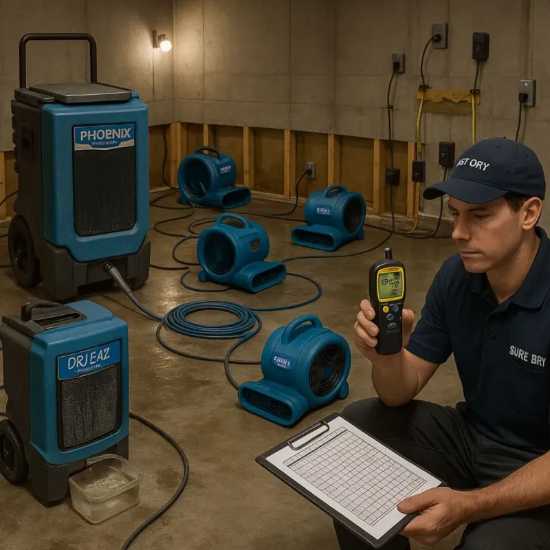 Structural Drying and Dehumidification process in Beach City, OH